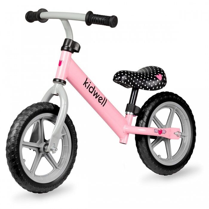 Kidwell Bicicleta copii fara Pedale Rebel Pink 12 inch ghidon ajustabil pe inaltime greutate redusa roti spuma EVA scaun reglabil pe inaltime de la 2 ani