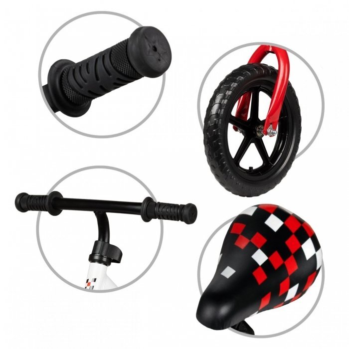 Kidwell Bicicleta copii fara pedale Rebel White 12 inch ghidon ajustabil pe inaltime greutate redusa roti spuma EVA scaun reglabil pe inaltime de la 2 ani