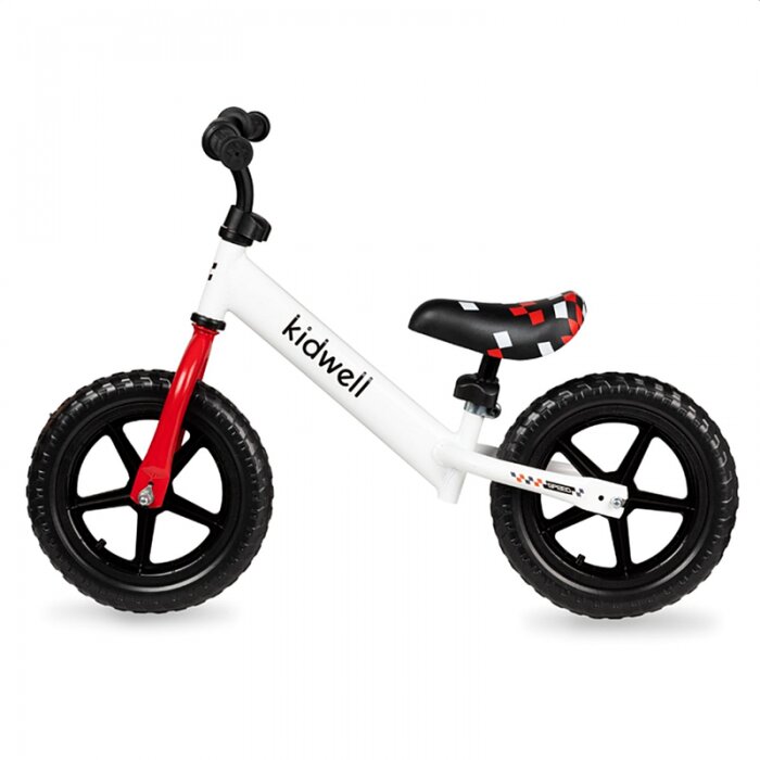 Kidwell Bicicleta copii fara pedale Rebel White 12 inch ghidon ajustabil pe inaltime greutate redusa roti spuma EVA scaun reglabil pe inaltime de la 2 ani