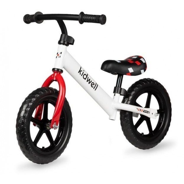 Kidwell Bicicleta copii fara pedale Rebel White 12 inch ghidon ajustabil pe inaltime greutate redusa roti spuma EVA scaun reglabil pe inaltime de la 2 ani