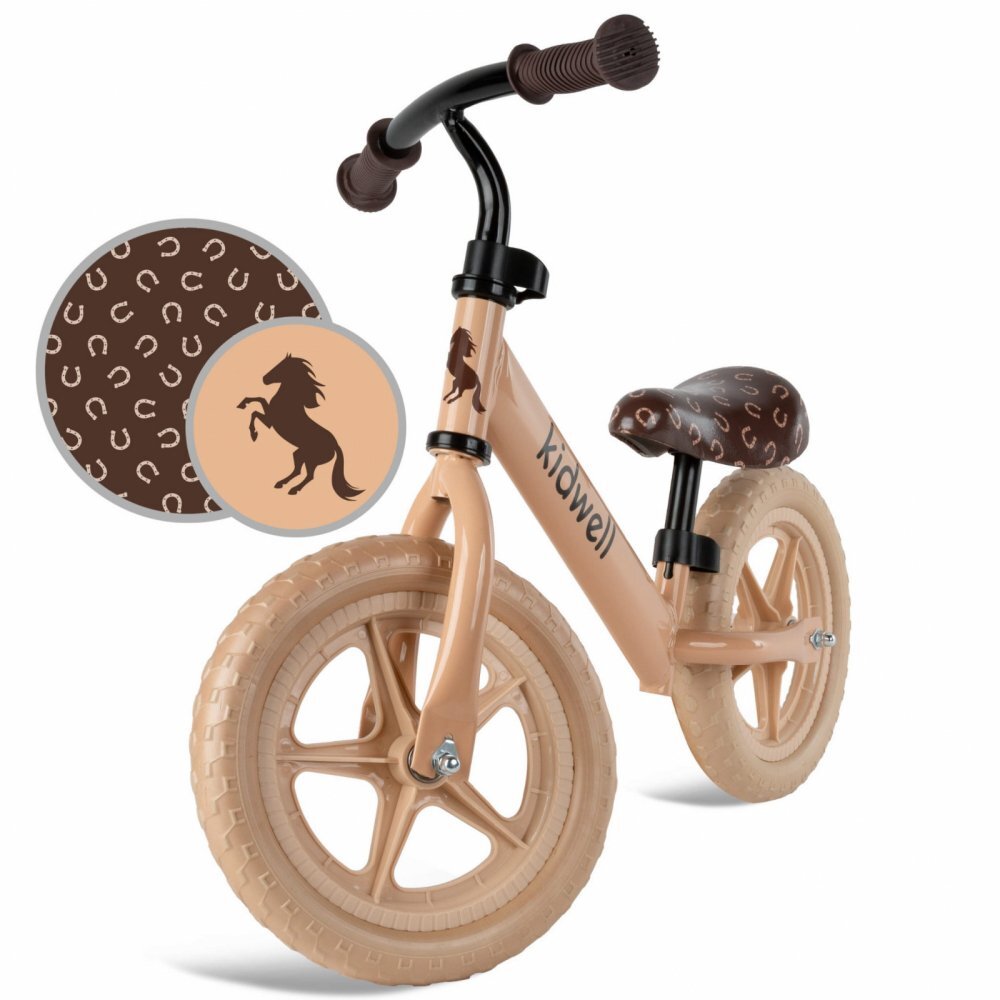 Kidwell Bicicleta de echilibru fara pedale pentru copii Beige reglabila roti late Eva