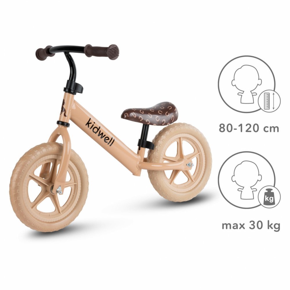 Kidwell Bicicleta de echilibru fara pedale pentru copii Beige reglabila roti late Eva