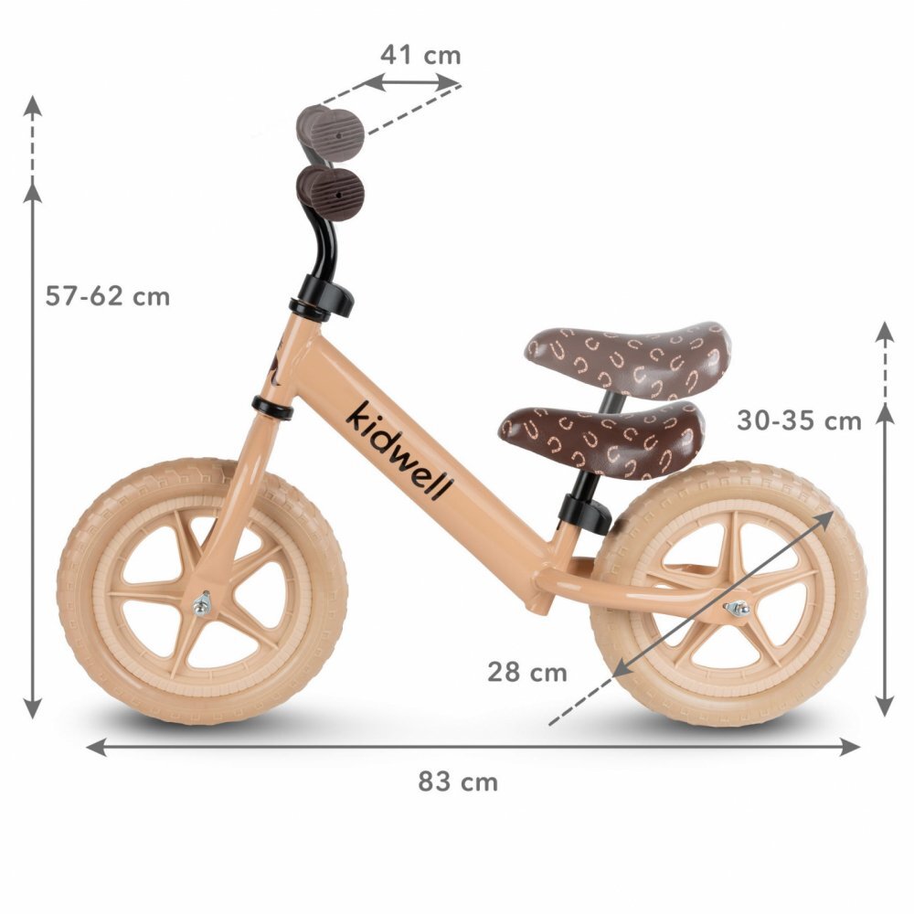 Kidwell Bicicleta de echilibru fara pedale pentru copii Beige reglabila roti late Eva