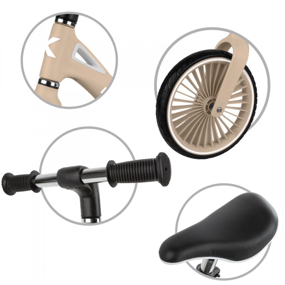 Kidwell Bicicleta de echilibru fara pedale pentru copii Nix Beige 3.05 kg roti PU 29 cm reglabila 80-120 cm maxim 30 kg