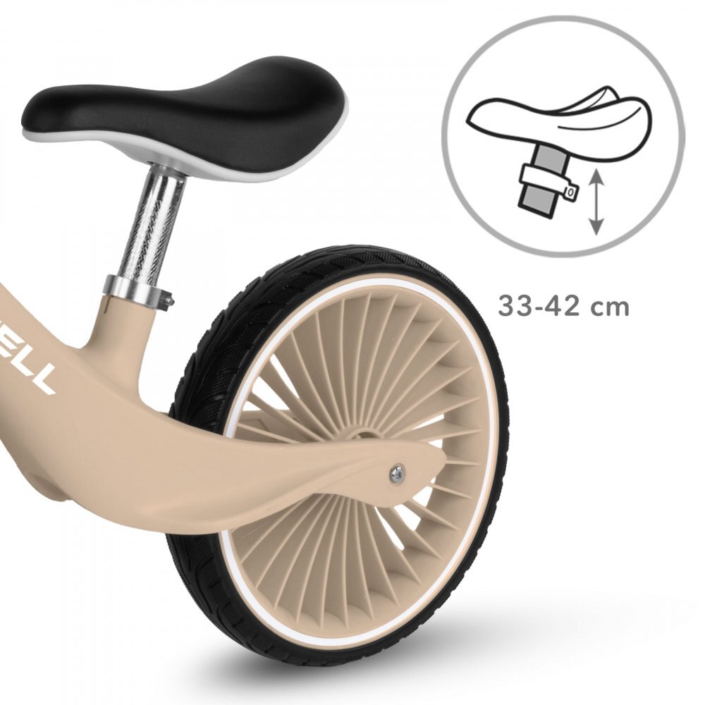 Kidwell Bicicleta de echilibru fara pedale pentru copii Nix Beige 3.05 kg roti PU 29 cm reglabila 80-120 cm maxim 30 kg