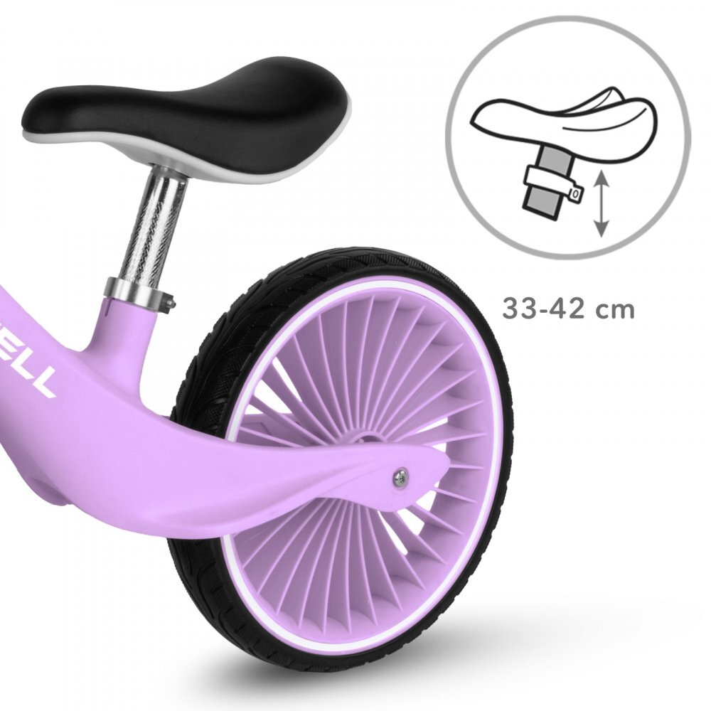 Kidwell Bicicleta de echilibru fara pedale pentru copii Nix Lavender 3.05 kg roti PU 29 cm reglabila 80-120 cm maxim 30 kg