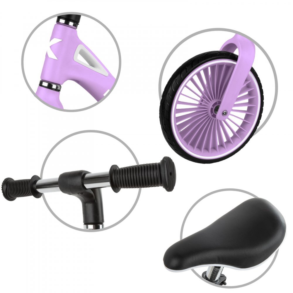 Kidwell Bicicleta de echilibru fara pedale pentru copii Nix Lavender 3.05 kg roti PU 29 cm reglabila 80-120 cm maxim 30 kg