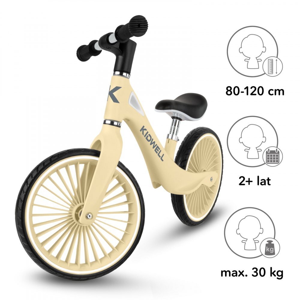 Kidwell Bicicleta de echilibru fara pedale pentru copii Nix Yellow 3.05 kg roti PU 29 cm reglabila 80-120 cm maxim 30 kg