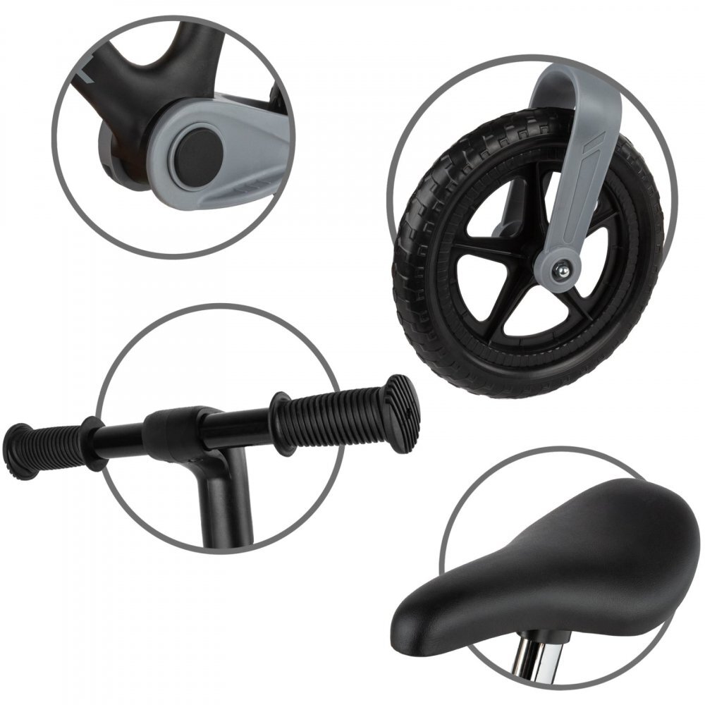 Kidwell Bicicleta de echilibru fara pedale pentru copii pliabila Flex Black ultra usoara 2.9 kg roti EVA 29 cm reglabila 80-120 cm maxim 30 kg