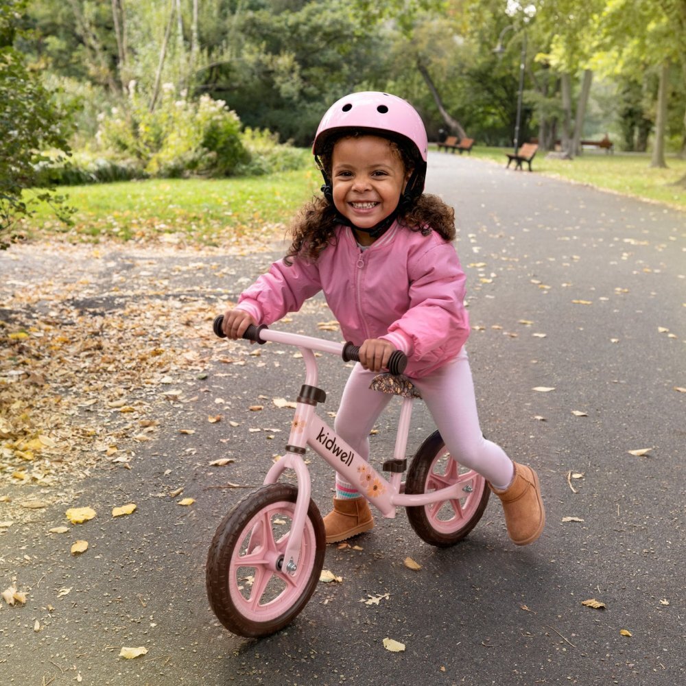 Kidwell Bicicleta de echilibru fara pedale pentru copii Rebel Flower 2.64 kg roti EVA 28 cm reglabila 80-120 cm maxim 30 kg
