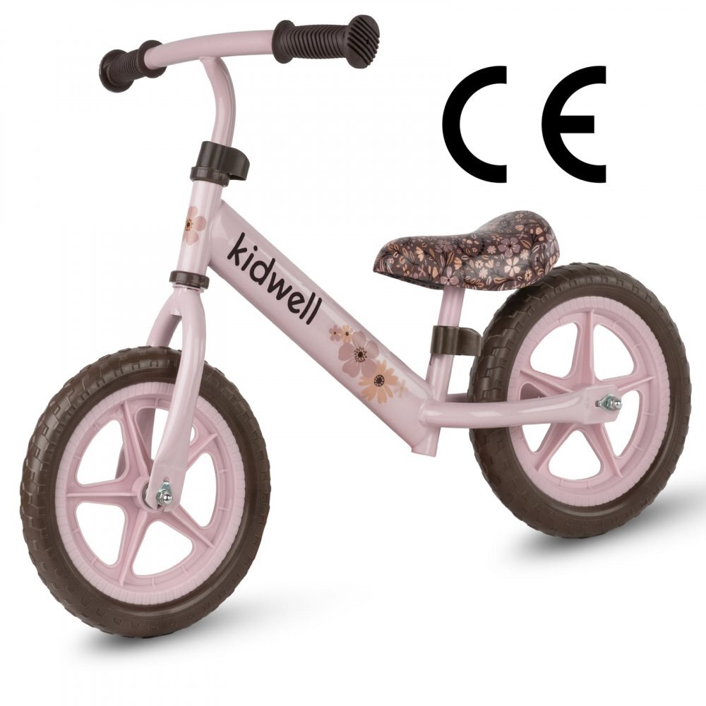 Kidwell Bicicleta de echilibru fara pedale pentru copii Rebel Flower 2.64 kg roti EVA 28 cm reglabila 80-120 cm maxim 30 kg