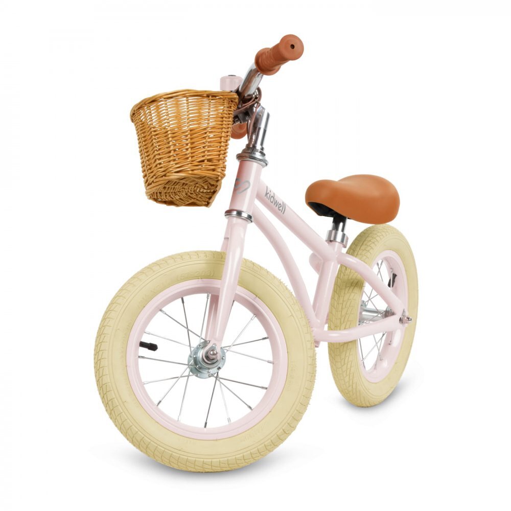 Kidwell Bicicleta de echilibru fara pedale pentru copii Retro Classy Pink stil retro sonerie si cos 3.9 kg roti 12 inch sa reglabila 36-46 cm maxim 35 kg