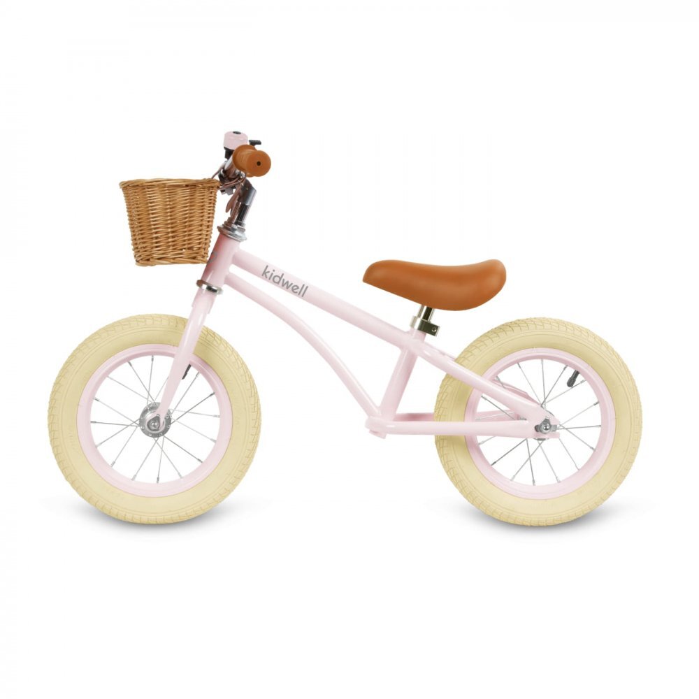 Kidwell Bicicleta de echilibru fara pedale pentru copii Retro Classy Pink stil retro sonerie si cos 3.9 kg roti 12 inch sa reglabila 36-46 cm maxim 35 kg