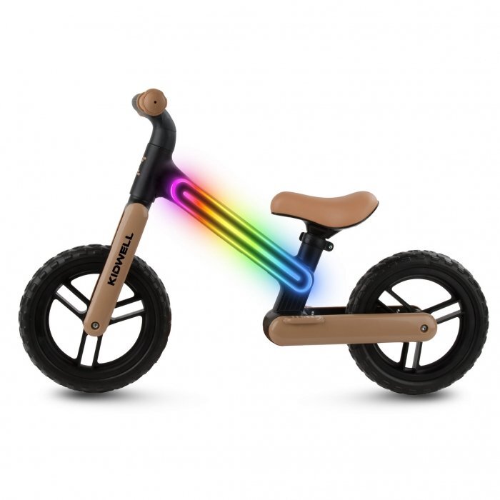 Kidwell Bicicleta fara pedale cadru nailon cu LED roti EVA Suno Bej-Negru