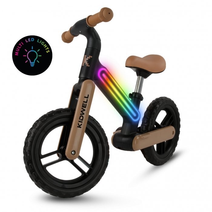 Kidwell Bicicleta fara pedale cadru nailon cu LED roti EVA Suno Bej-Negru