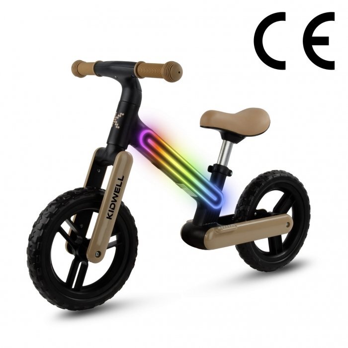 Kidwell Bicicleta fara pedale cadru nailon cu LED roti EVA Suno Bej-Negru