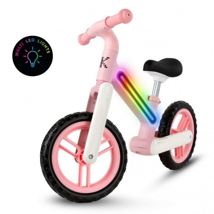 Kidwell Bicicleta fara pedale cadru nailon cu LED roti EVA Suno Roz