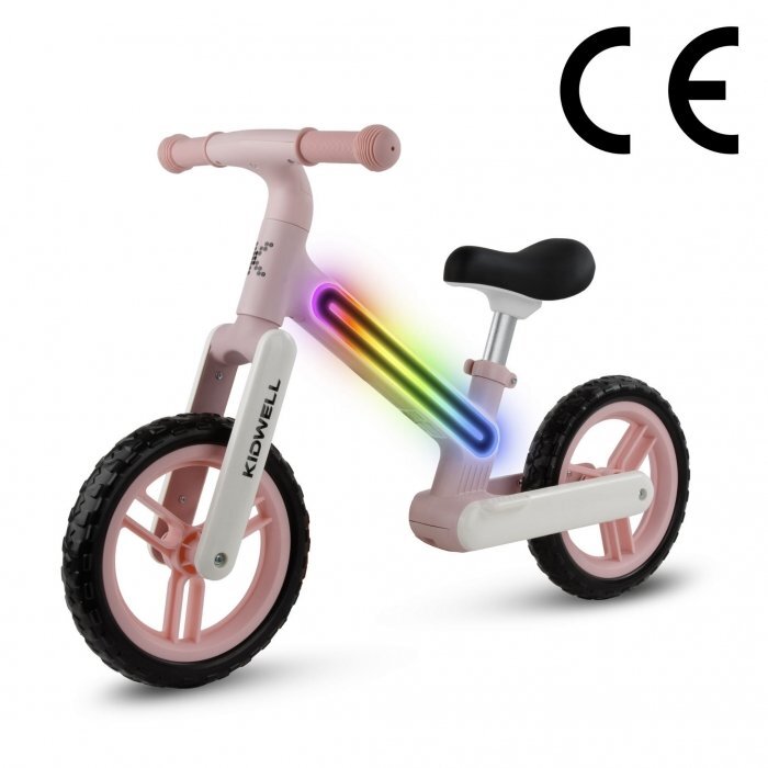 Kidwell Bicicleta fara pedale cadru nailon cu LED roti EVA Suno Roz