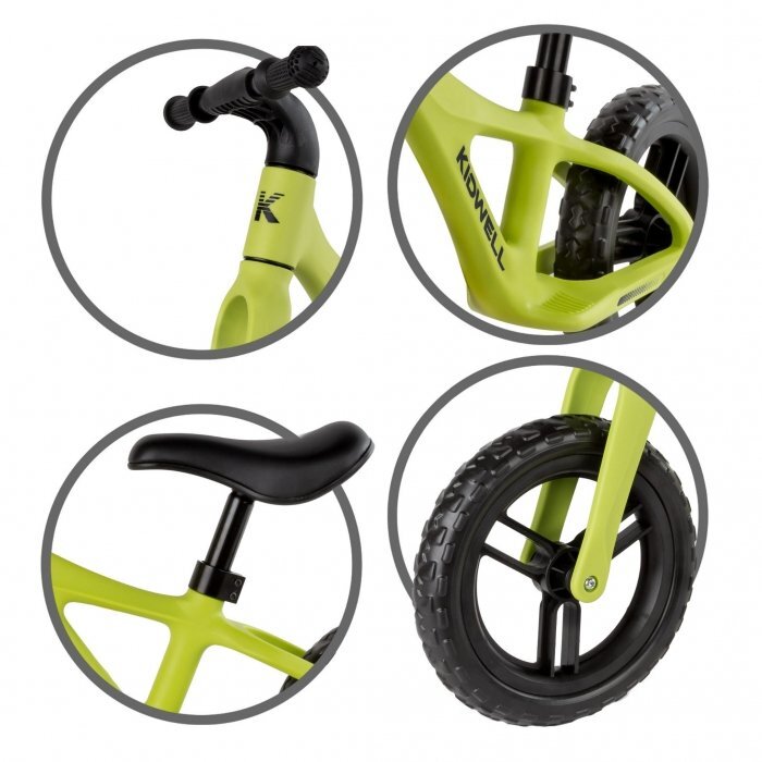 Kidwell Bicicleta fara pedale Jogo Lime roti din spuma Eva greutate admisa 30 kg