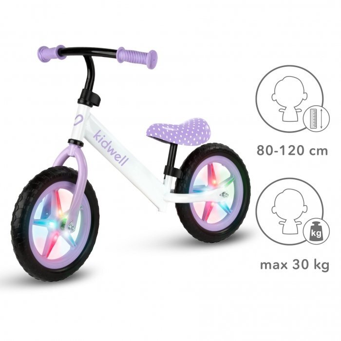 Kidwell Bicicleta fara pedale Rebel Dots roti din spuma eva cu lumini led