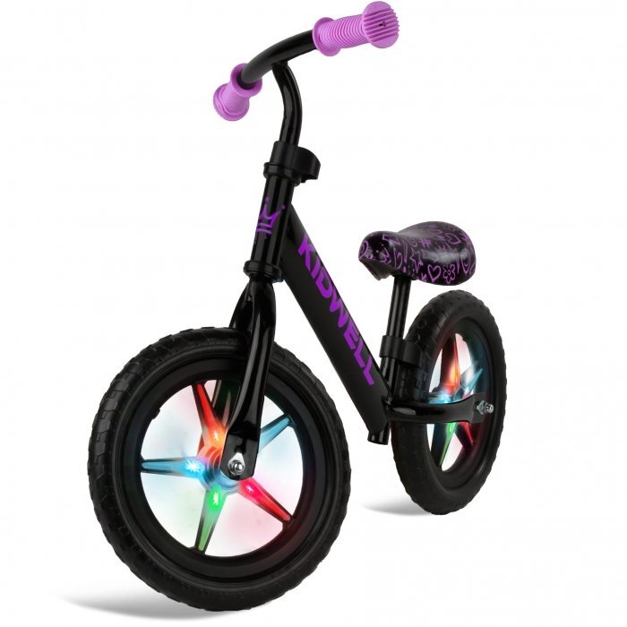 Kidwell Bicicleta fara pedale Rebel Neon Pink roti din spuma eva cu lumini led