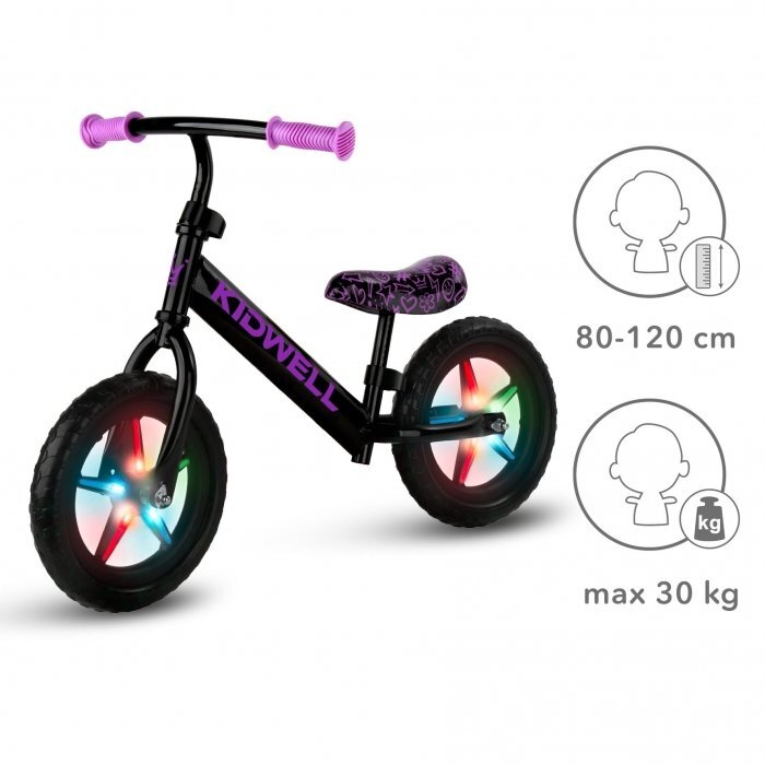Kidwell Bicicleta fara pedale Rebel Neon Pink roti din spuma eva cu lumini led