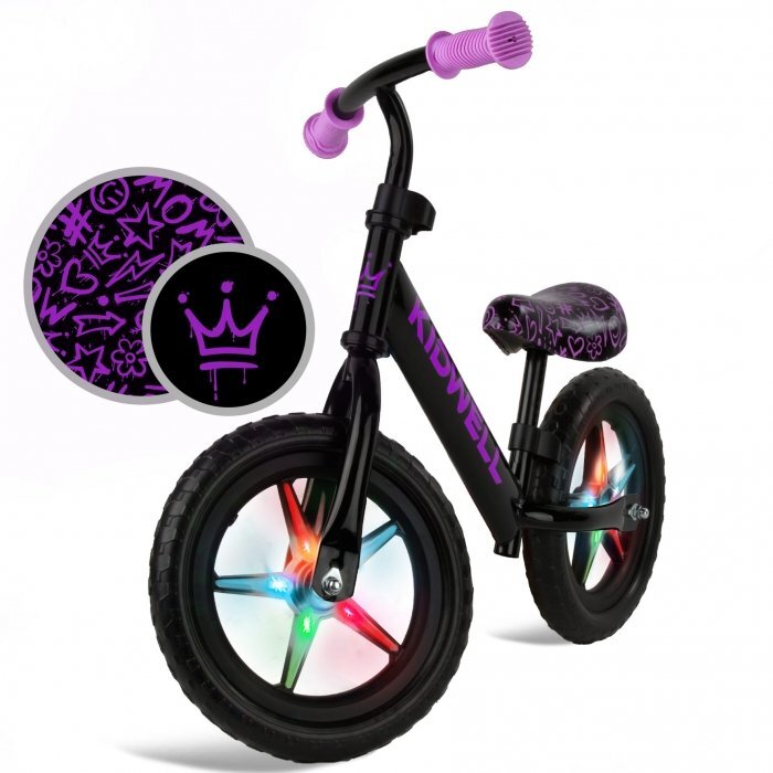 Kidwell Bicicleta fara pedale Rebel Neon Pink roti din spuma eva cu lumini led