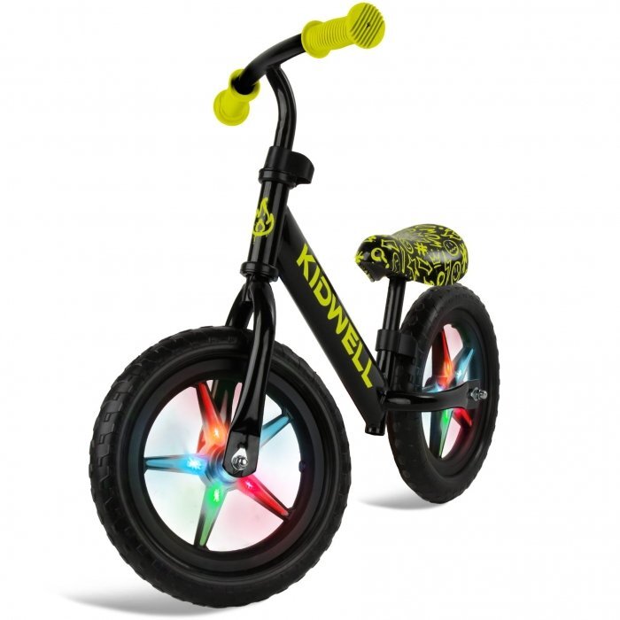 Kidwell Bicicleta fara pedale Rebel Neon Yellow roti din spuma eva cu lumini led