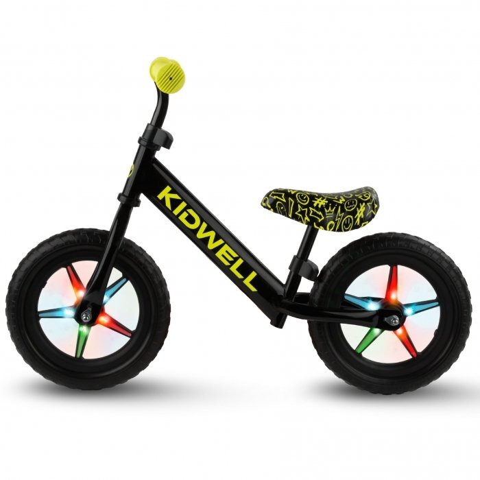 Kidwell Bicicleta fara pedale Rebel Neon Yellow roti din spuma eva cu lumini led