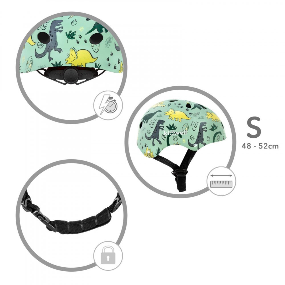 Kidwell Casca de protectie pentru copii Orix Plus Dino sistem de reglare S 48-52 cm 1 an+