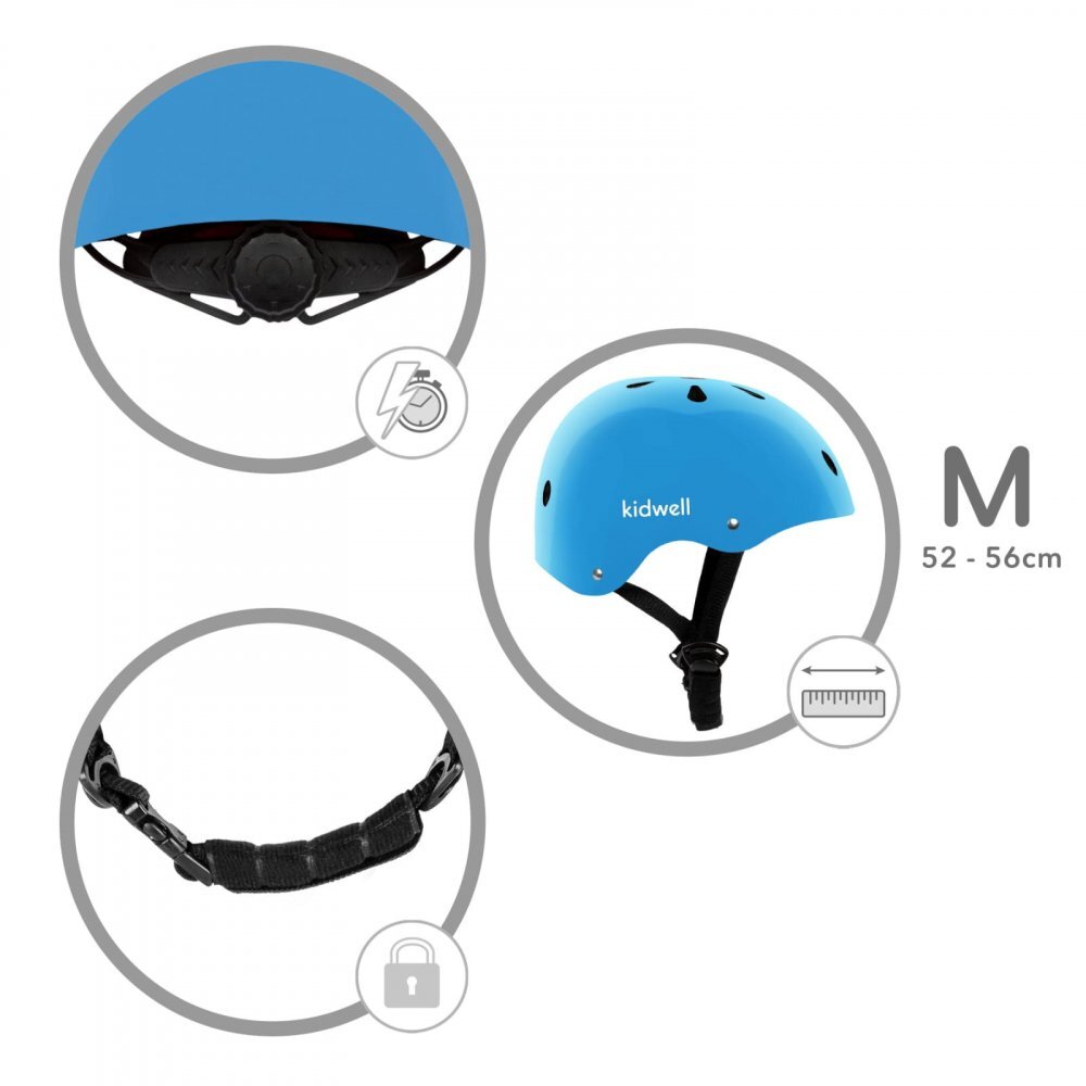 Kidwell Casca de protectie pentru copii sistem de reglare usoara 260 g M 52-56 cm 3 ani+ Orix Blue