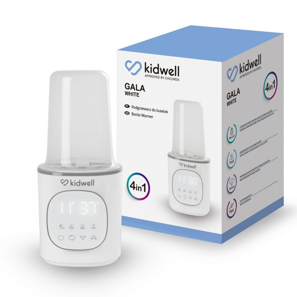 Kidwell Incalzitor pentru biberoane gala White 4 in 1 cu sterilizare si mentinere temperatura