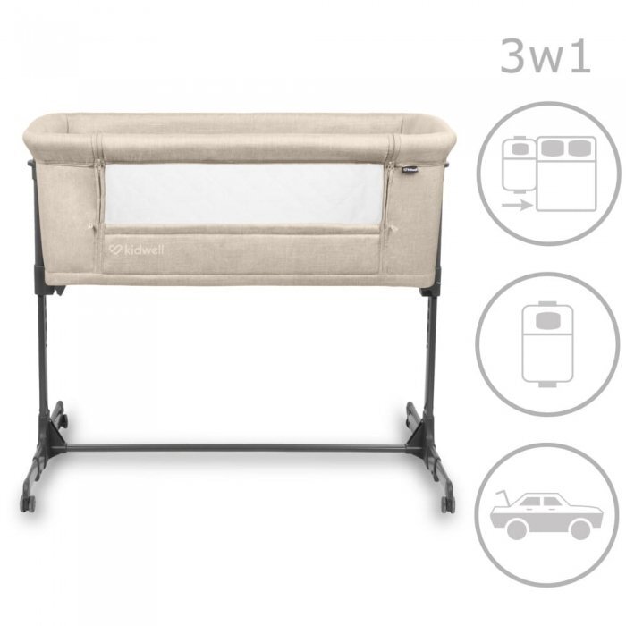 Kidwell Patut Alula Beige reglabil pe inaltime in 5 trepte roti cu blocare accesorii incluse