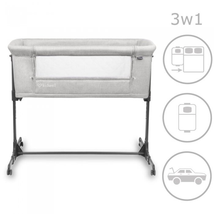 Kidwell Patut Alula Gray reglabil pe inaltime in 5 trepte roti cu blocare accesorii incluse