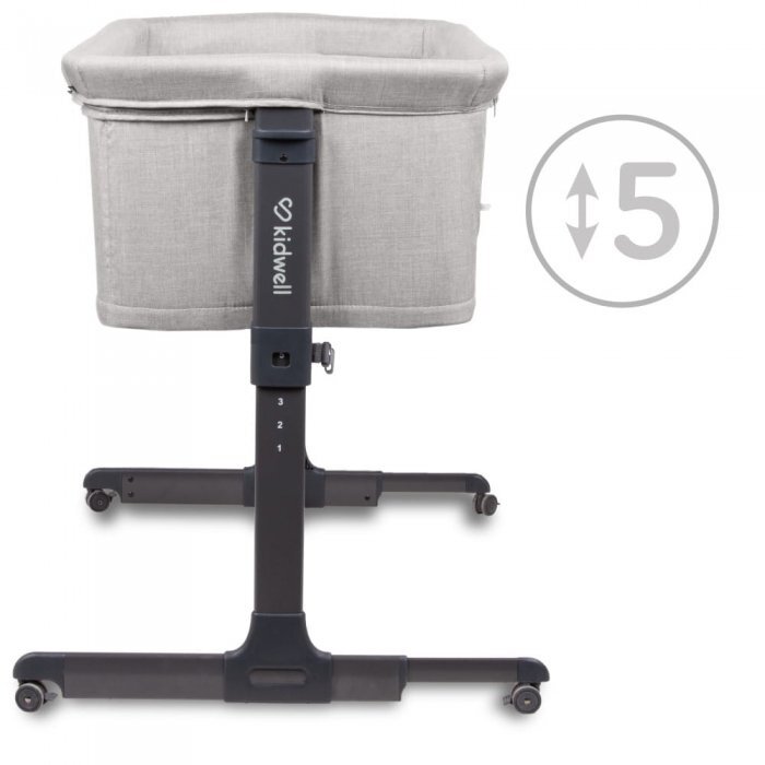 Kidwell Patut Alula Gray reglabil pe inaltime in 5 trepte roti cu blocare accesorii incluse
