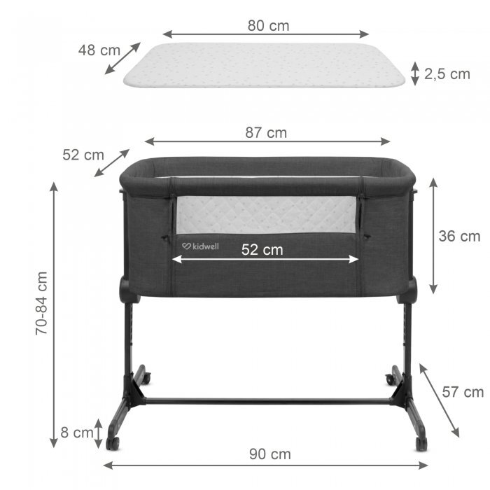 Kidwell Patut cu laterala culisanta Snuzzy Dark Grey