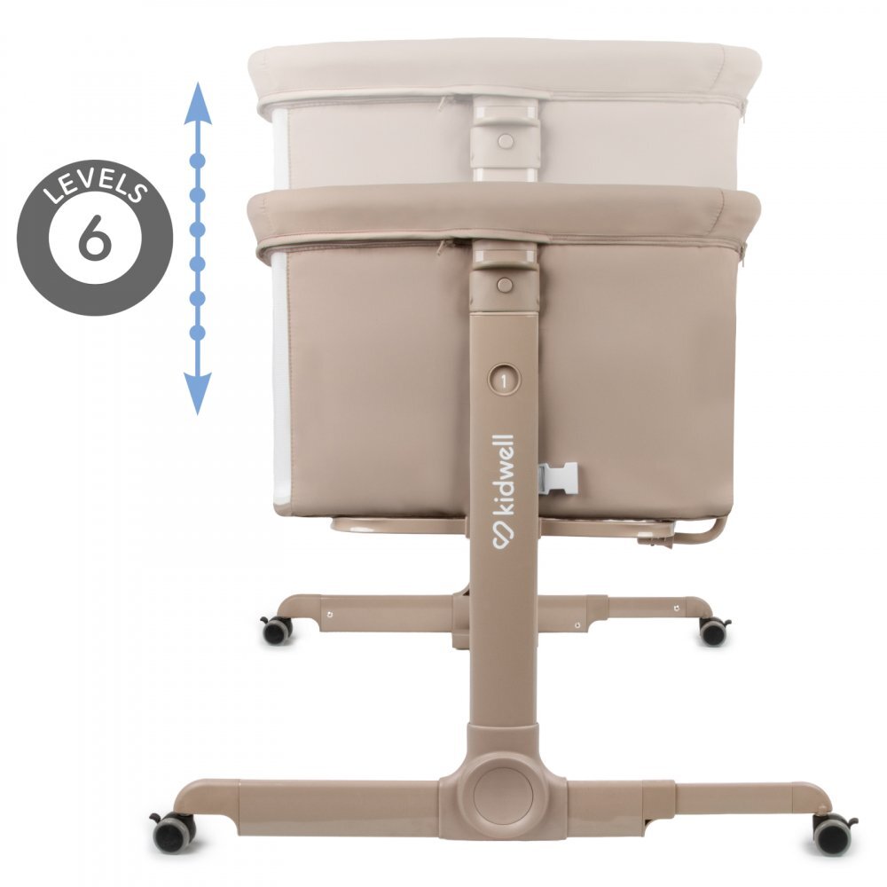 Kidwell Patut cu leganare Cullami Beige co-sleeper 2 in 1 cu laterala culisanta setare unghiulara cu roti reglabil in 6 pozitii pe inaltime