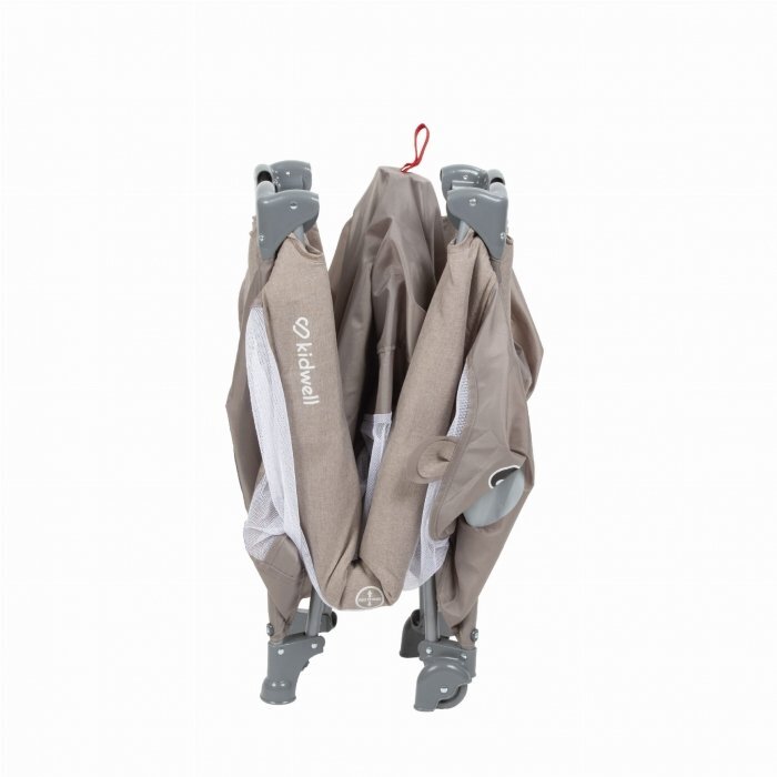 Kidwell Patut pentru copii Blissy 3 in 1 Beige pliabil cu 2 nivele usita cu fermoar roti cu blocare masuta de infasat si organizator