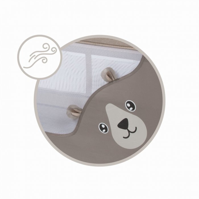 Kidwell Patut pentru copii Blissy 3 in 1 Beige pliabil cu 2 nivele usita cu fermoar roti cu blocare masuta de infasat si organizator