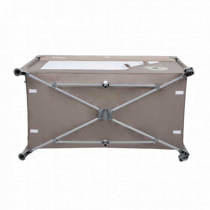 Kidwell Patut pentru copii Blissy 3 in 1 Beige pliabil cu 2 nivele usita cu fermoar roti cu blocare masuta de infasat si organizator
