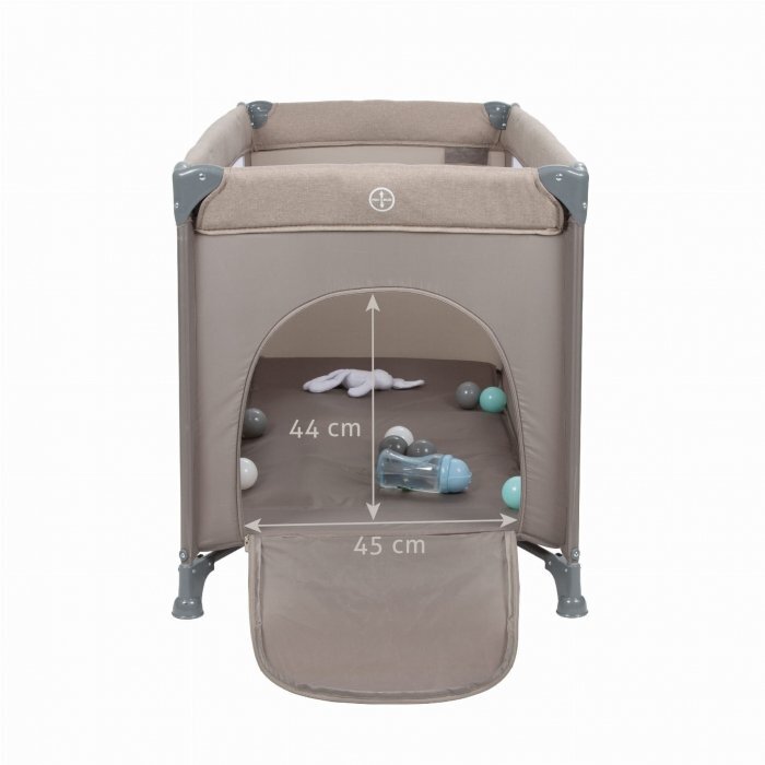 Kidwell Patut pentru copii Blissy 3 in 1 Beige pliabil cu 2 nivele usita cu fermoar roti cu blocare masuta de infasat si organizator