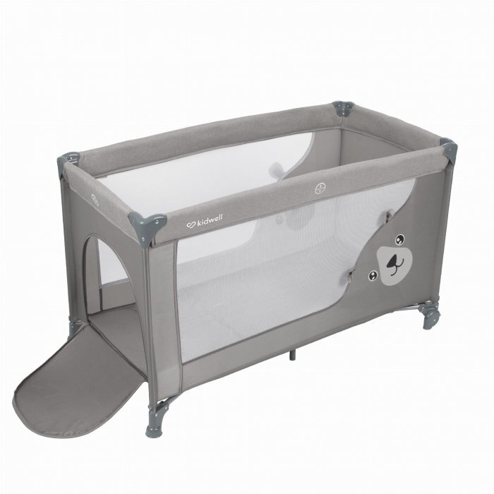 Kidwell Patut pentru copii Blissy 3 in 1 Gray pliabil cu 2 nivele usita cu fermoar roti cu blocare masuta de infasat si organizator