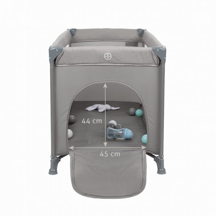 Kidwell Patut pentru copii Blissy 3 in 1 Gray pliabil cu 2 nivele usita cu fermoar roti cu blocare masuta de infasat si organizator