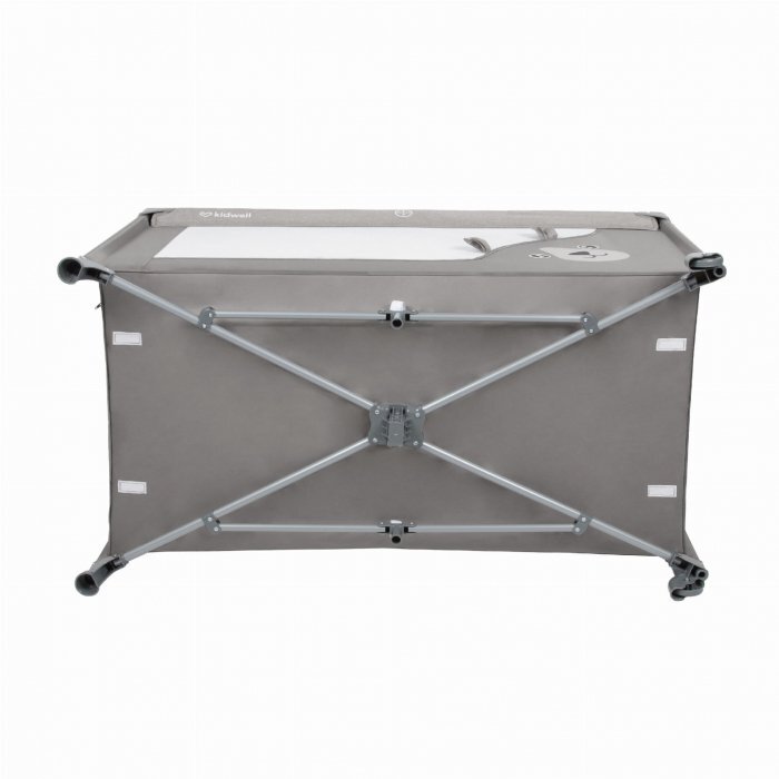 Kidwell Patut pentru copii Blissy 3 in 1 Gray pliabil cu 2 nivele usita cu fermoar roti cu blocare masuta de infasat si organizator