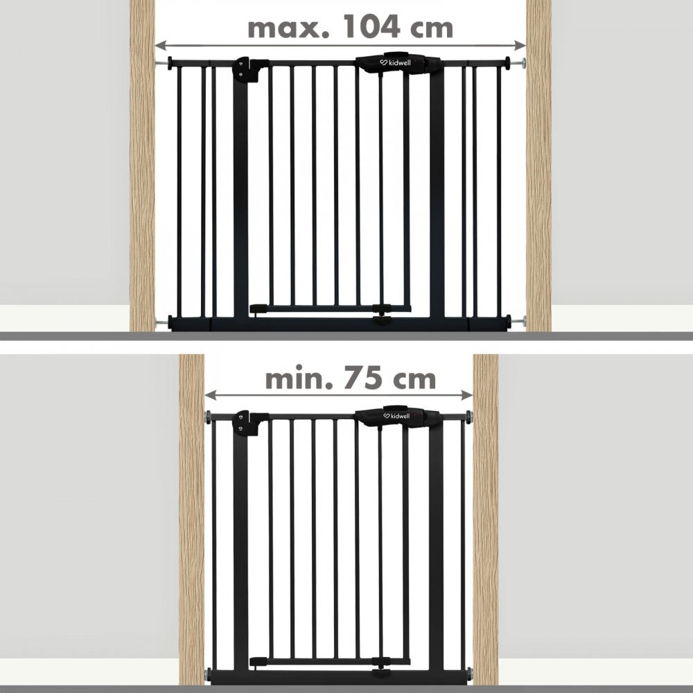 Kidwell Poarta de siguranta Guarda din otel functie auto close 75-104 cm Negru