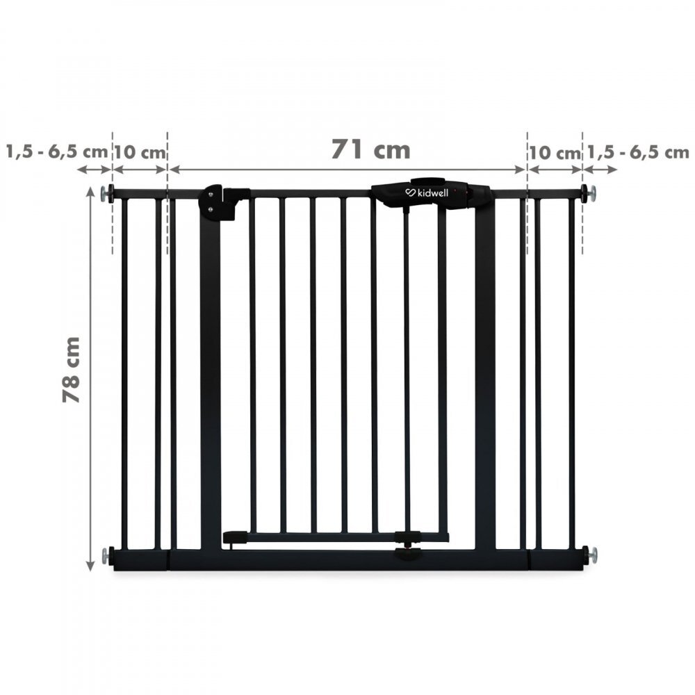 Kidwell Poarta de siguranta Guarda din otel functie auto close 75-104 cm Negru