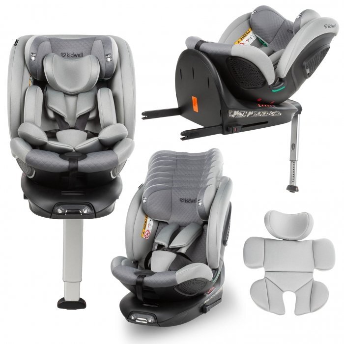Kidwell Scaun auto GoCar Gri cu isofix grupa 40-135 cm i-Size omologare R129 rotativ 360 protectie laterala ASP