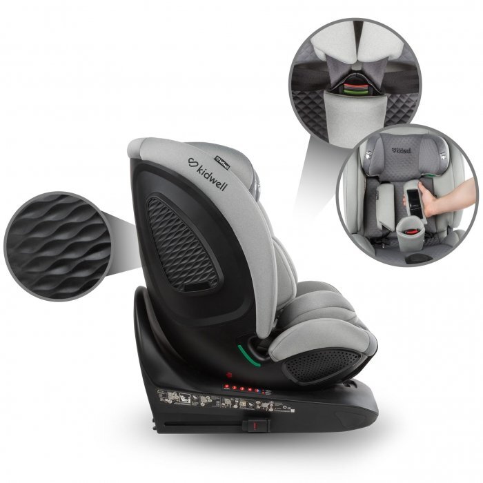 Kidwell Scaun auto GoCar Gri cu isofix grupa 40-135 cm i-Size omologare R129 rotativ 360 protectie laterala ASP