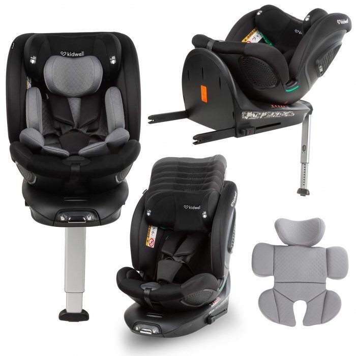 Kidwell Scaun auto GoCar Negru-Gri cu isofix grupa 40-135 cm i-Size omologare R129 rotativ 360 protectie laterala ASP