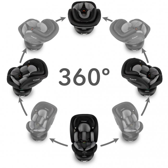 Kidwell Scaun auto GoCar Negru-Gri cu isofix grupa 40-135 cm i-Size omologare R129 rotativ 360 protectie laterala ASP